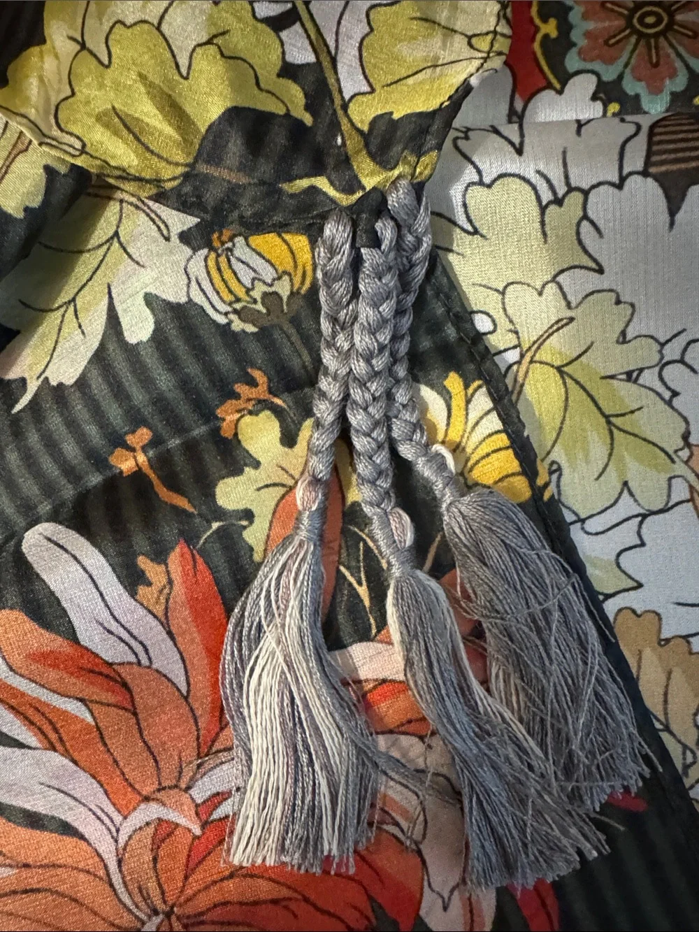 NWT 100% Silk Johnny Was Tasseled Scarf